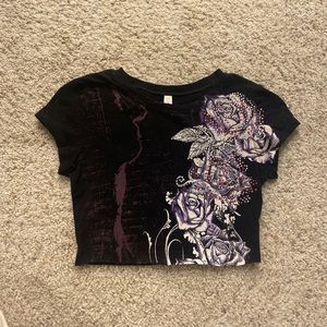 Graphic rhinestone tee